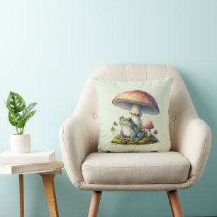 Coussin Grenouille sous un champignon Mignon Nature