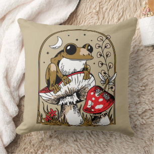 Coussin Grenouille sur Champignon sous Ciel au Clair de Lu