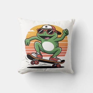 Coussin Grenouille sur skateboard