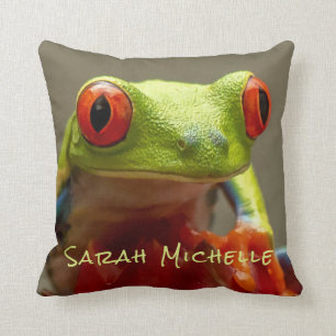 Coussin Grenouille tropicale aux yeux rouges Nom de longue