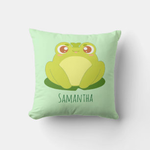 Coussin Grenouille Verte Assis Sur La Feuille