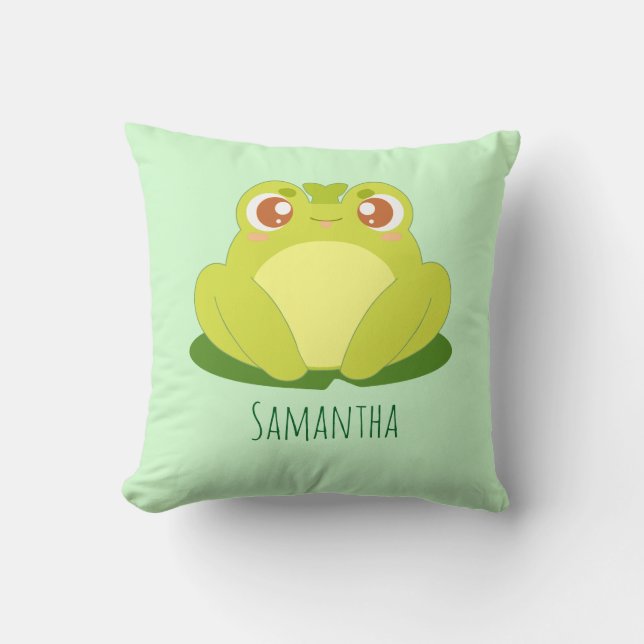 Coussin Grenouille Verte Assis Sur La Feuille (Recto)