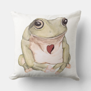 Coussin Grenouille verte dessinée à la main