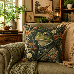 Coussin Grenouille verte en tenue de gentleman victorien