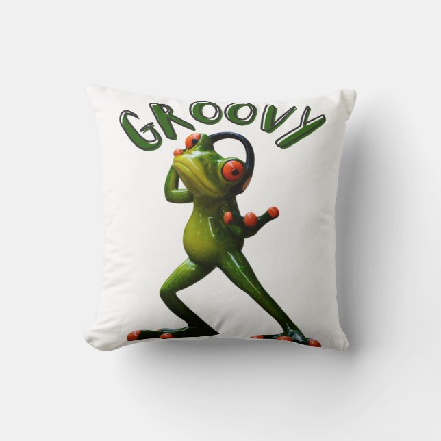 Coussin Grenouille verte groovy (Recto)
