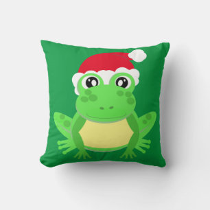 Coussin Grenouille verte Santa Hat Cartoon Novelty Amusant