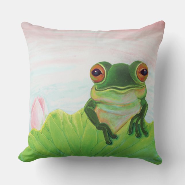Coussin Grenouille verte Se détendre dans l'étang (Recto)