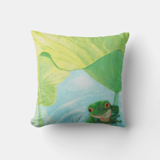 Coussin Grenouille verte sous Pad Lily (Recto)