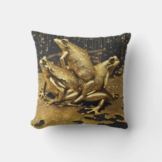 Coussin Grenouilles amusantes avec gouttes d'or
