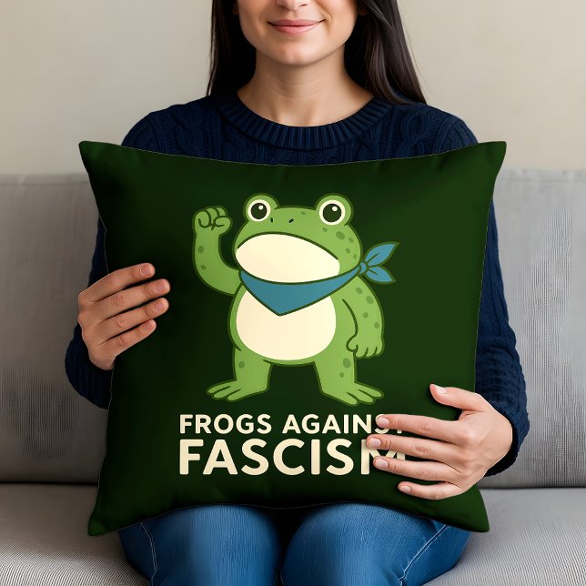 Coussin Grenouilles Contre le Fascisme Manifestation de Gr (Créateur téléchargé)