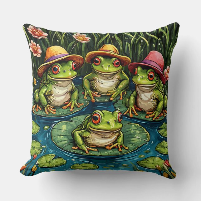 Coussin Grenouilles de dessin animé (Recto)