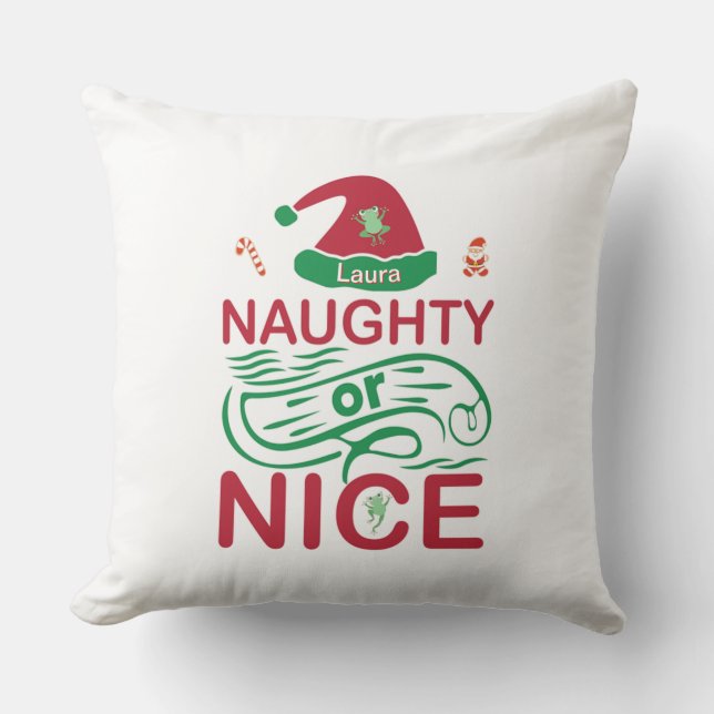 Coussin Grenouilles de Noël coquines ou jolies avec Père N (Recto)