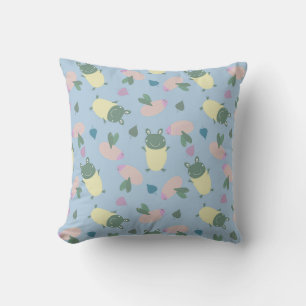 Coussin grenouilles et abeilles drôles et colorés en motif