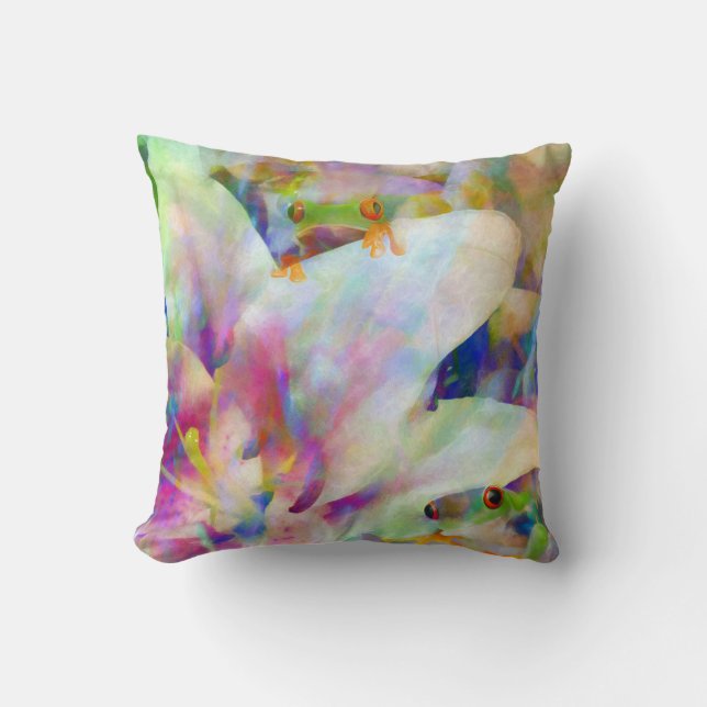 Coussin Grenouilles et lys d'arbre (Recto)
