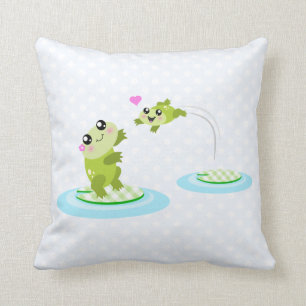 Coussin Grenouilles mignonnes - maman de kawaii et bande