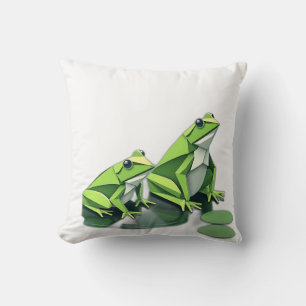 Coussin Grenouilles Origami de style géométrique