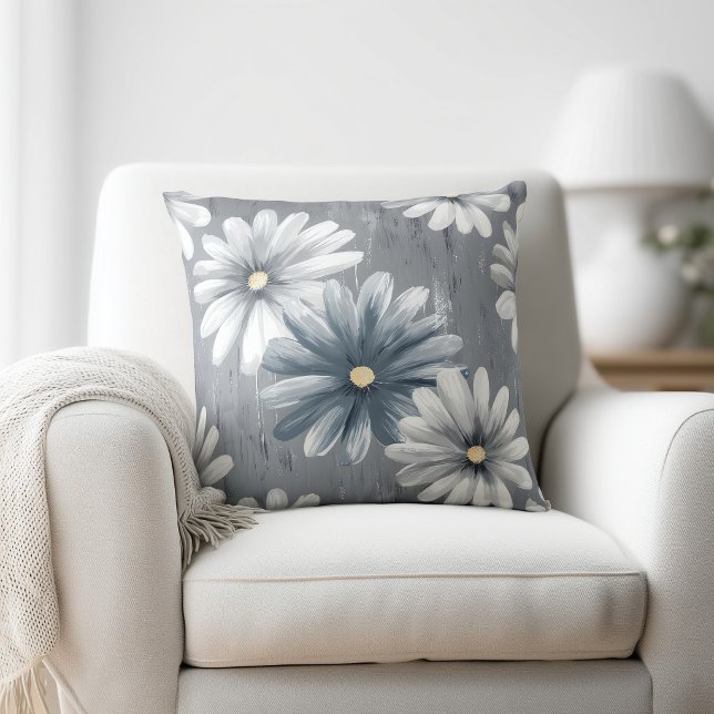 Coussin Grey and White Floral (Créateur téléchargé)