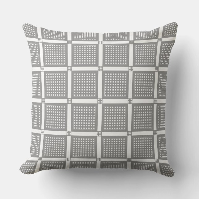 Coussin Grey and white geometric checkered pattern (Recto)
