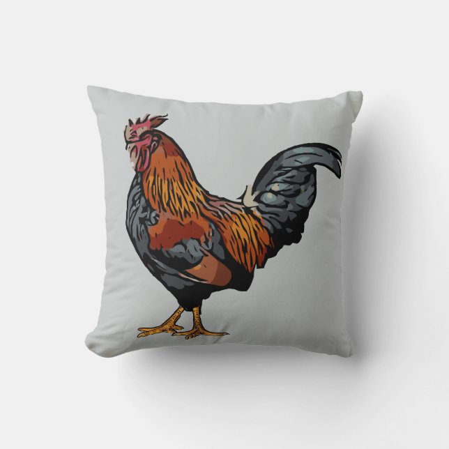 Coussin Grey Rooster (Recto)