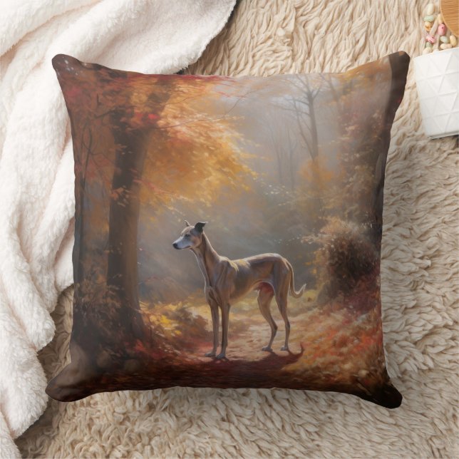 Coussin Greyhound à l'automne Feuilles automne Inspiration (Couverture)