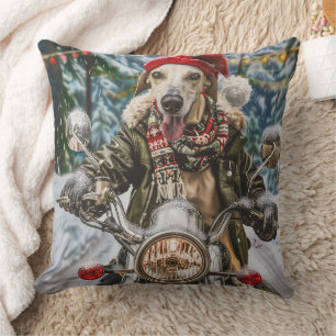 Coussin Greyhound Chien équitation Moto Noël