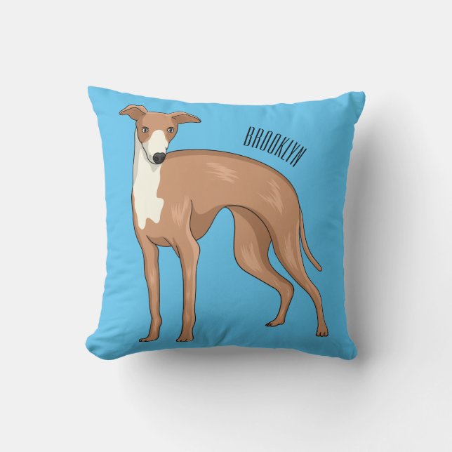 Coussin Greyhound dog cartoon illustration  (Recto)