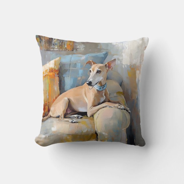 Coussin Greyhound sur un canapé (Recto)