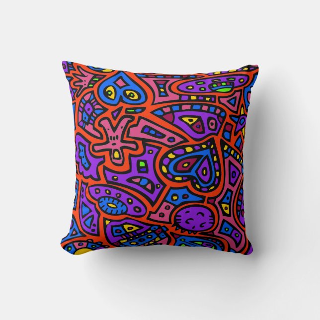 Coussin Gribouillis spatial #3 (Recto)