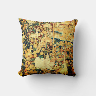 COUSSIN GRIFFIN BLANC UNICORN, ANIMAUX, FLEURS D'IMAGINAIR