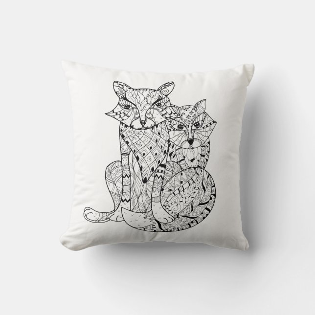 Coussin Griffonnage de Fox de Boho (Recto)