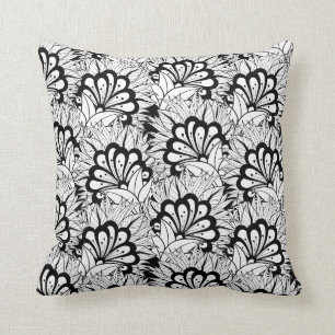 Coussin Griffonnage de motif de fleur