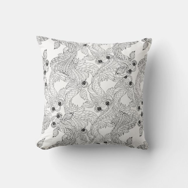 Coussin Griffonnage de poissons de la Chine (Recto)