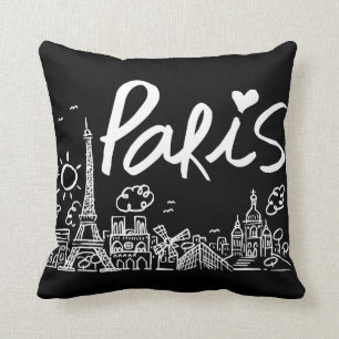 Coussin Griffonnage de ville de Paris