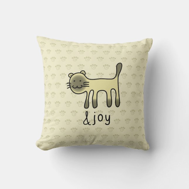 Coussin griffonnage mignon de chat siamois et de joie (Recto)