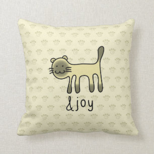 Coussin griffonnage mignon de chat siamois et de joie
