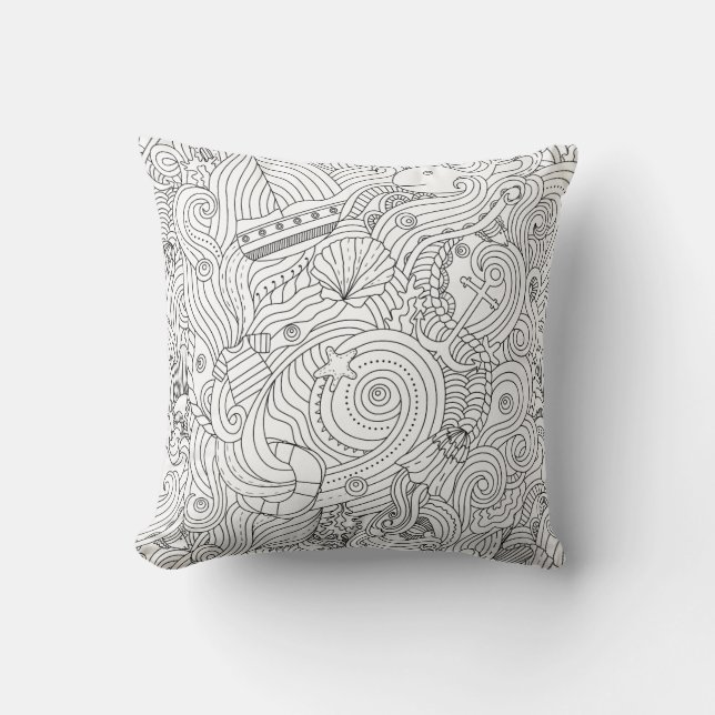 Coussin Griffonnage nautique (Recto)