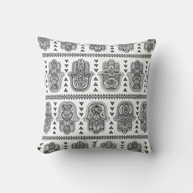 Coussin Griffonnage tiré par la main indien de Hamsa (Recto)