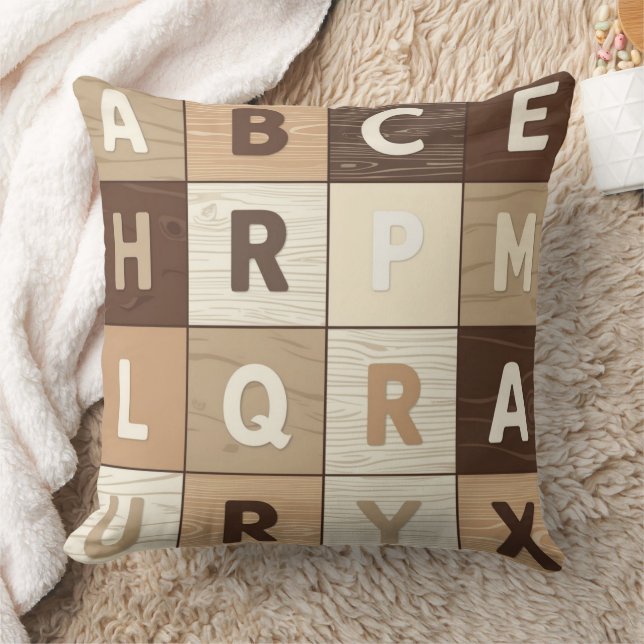 Coussin Grille de lettres en bois (Couverture)