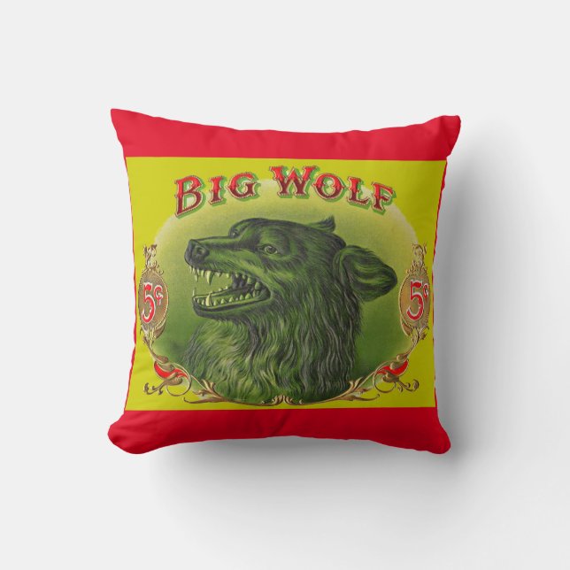 Coussin Grille étiquette à cigares Big Wolf (Recto)