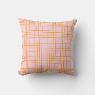 Coussin Grille mignonne Lignes Motif Pastel rose et orange