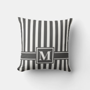 Coussin Grille moderne au charbon de bois avec monogramme