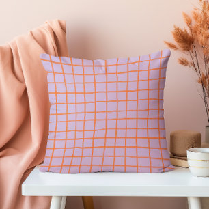 Coussin Grille moderne violet et vermilion dessinée à la m