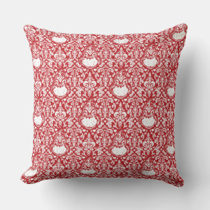 Coussin Grille   Motif de Damas rouge