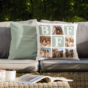 Coussin Grille multiphoto moderne Citation BFF turquoise