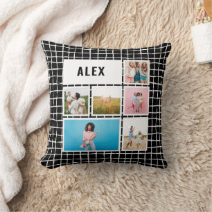 Coussin Grille noir blanc 6 photo moderne minimaliste abst