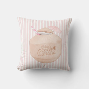 Coussin Grille rose et blanche   Boisson de noix de coco