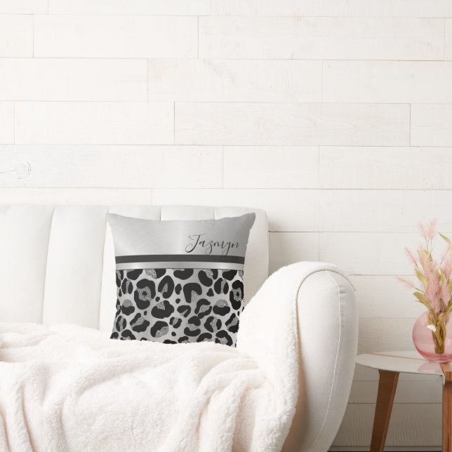Coussin Grille Silver Leopard Safari Impression (Canapé)