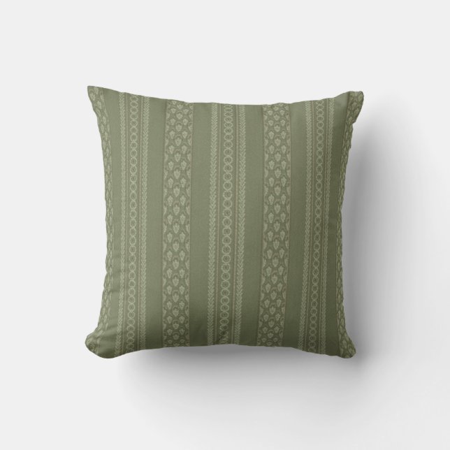 Coussin Grille verte Sage Lignes Élégantes Mi-Siècle (Recto)