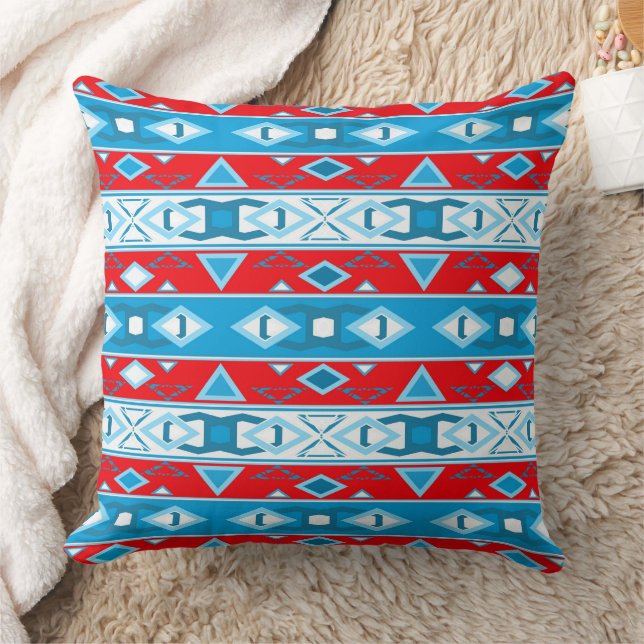 Coussin Grilles et formes géométriques du bleu rouge blanc (Couverture)