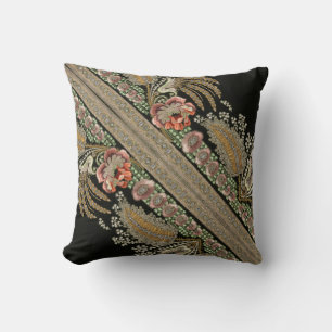 Coussin Grilles Floral Vintage Élégant Brocade Lace Or